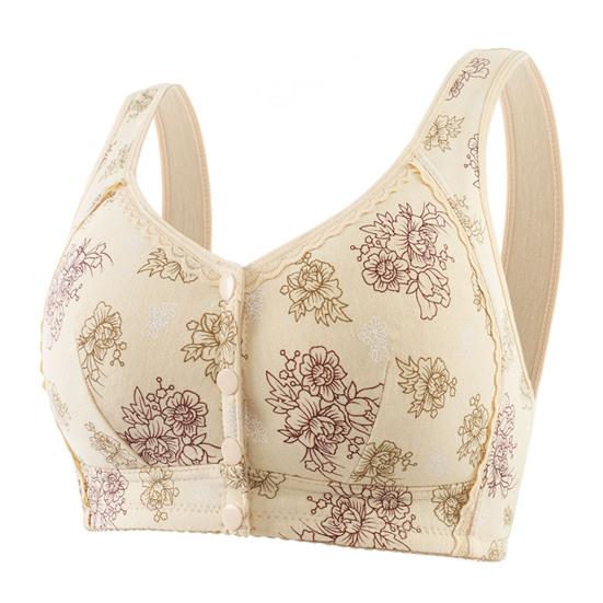 

Женский спортивный бюстгальтер с ремешком на передней кнопке, беспроводной, с хорошей застежкой, с цветочным принтом, эластичный, воздухопроницаемый на плечах, противоударный, пуш-ап 44C абрикосовый