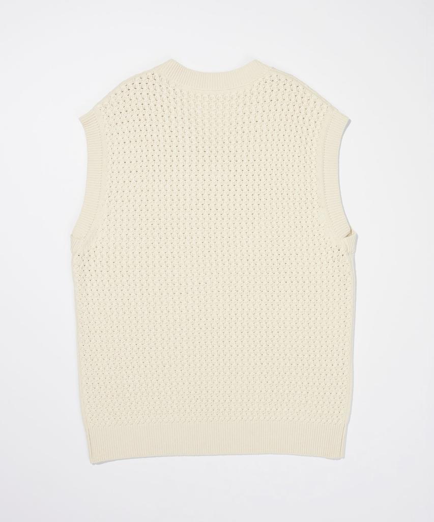 210Edit Men'S V-Neck Knit Vest_Zd3Sw007_Crm