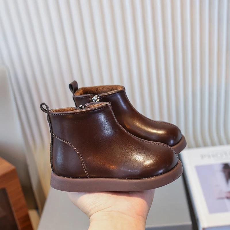 Zimní dětské boty Teplé plyšové Dívčí sněhule Módní ležérní Venkovní Dětské boty Jednobarevné Univerzální Chlapecké bavlněné boty