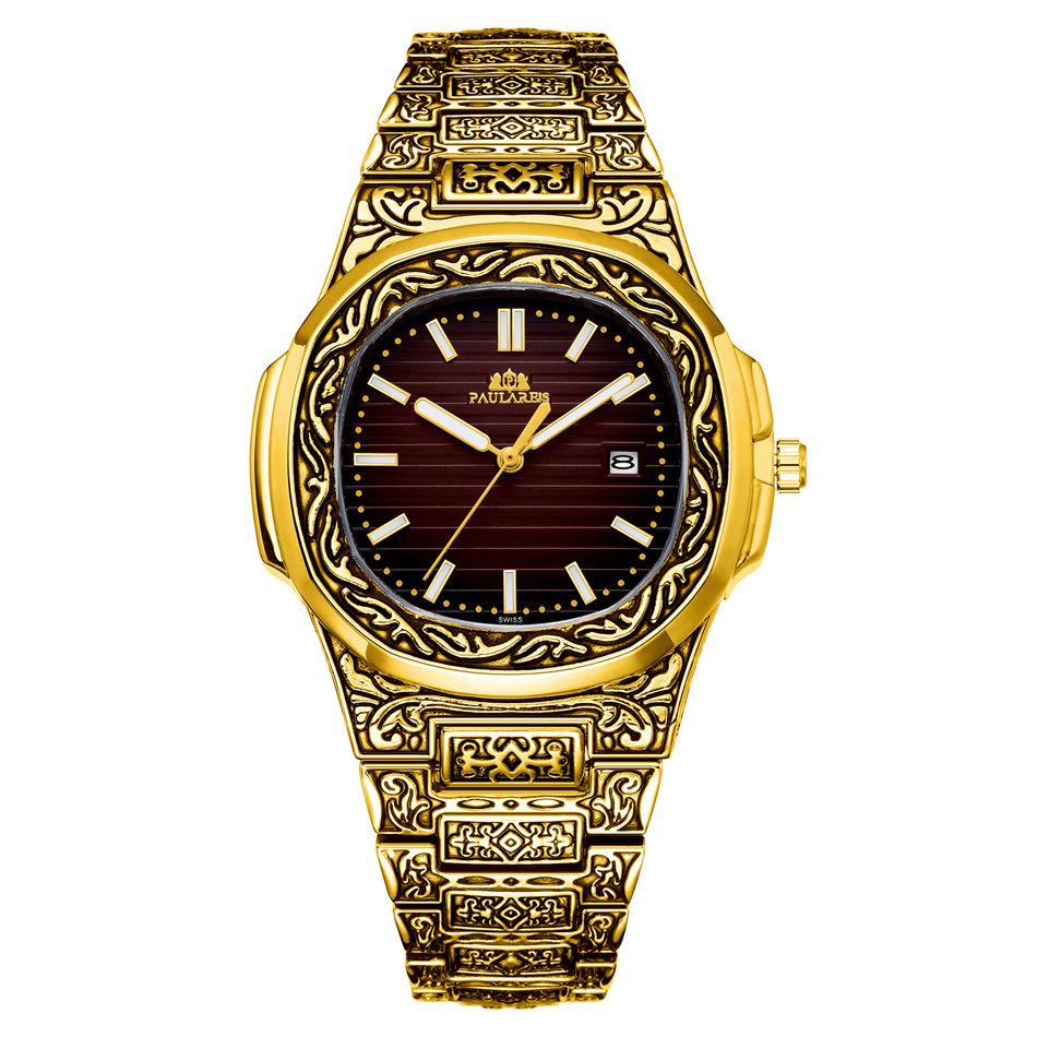 Paulareis Quartz Carved Parrot Calendar Glow Men's Watch QUARTZ WATCH