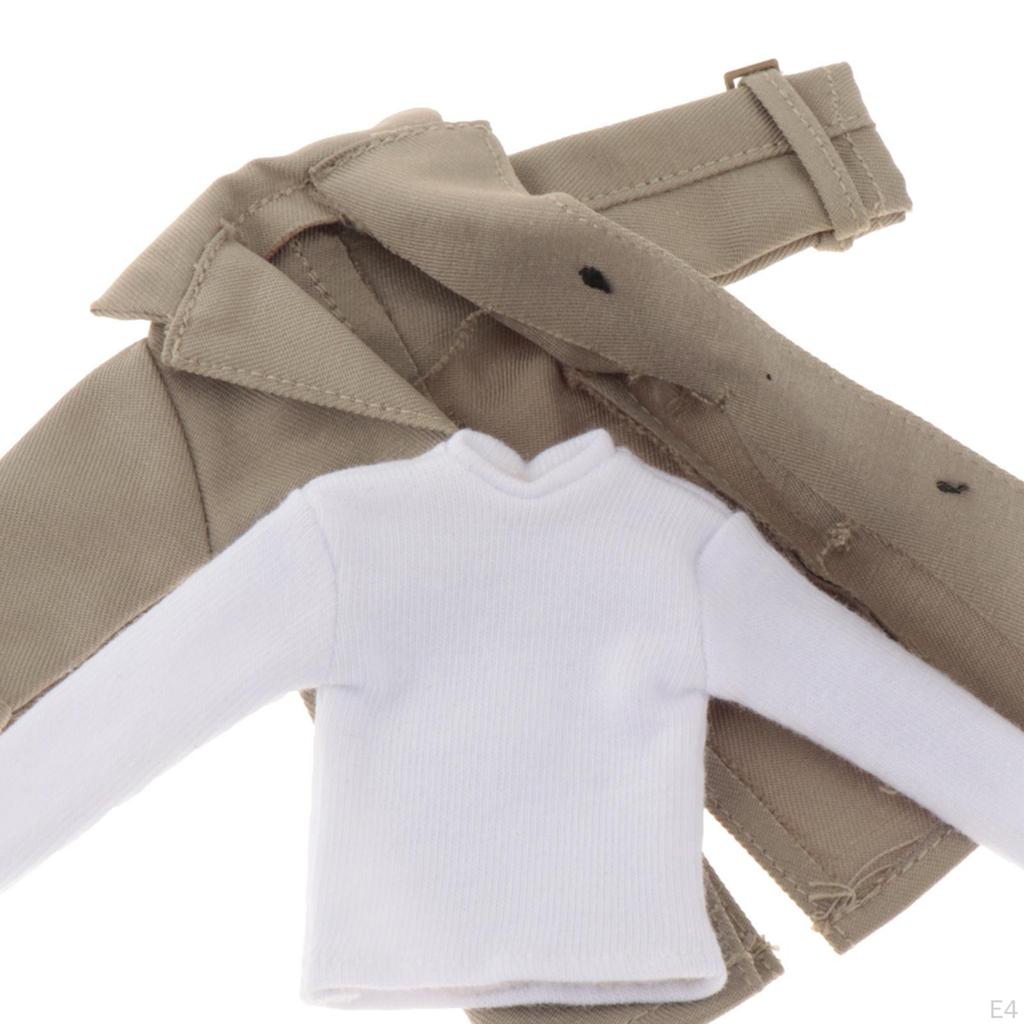 1/12 Male Action Figure Clothes Overcoat Costume Miniature with Long Sleeve Backing Shirt