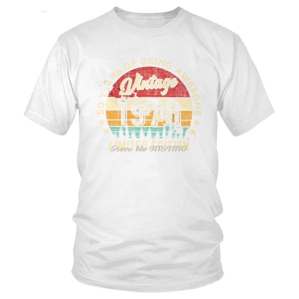 

Vintage 1970 50 Years Old T Shirt Awesome 50th Birthday T-Shirt Retro Design Pure Cotton Tshirt Men Short Sleeves o-Neck Tee S