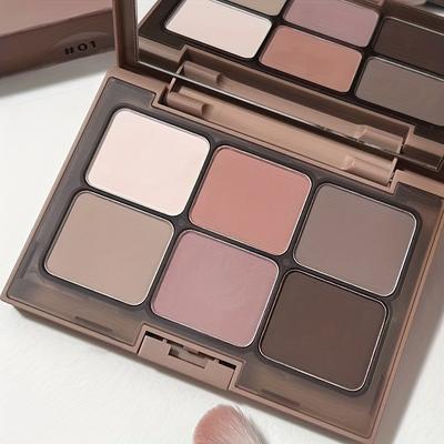 6-farbige multifunktionale matte Lidschattenpalette für einen natürlichen, eleganten Look. Erdige Braun-, Grau- und Rosatöne. Langanhaltender, hochpigmentierter Lidschatten.