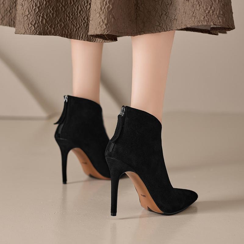 Fashion NEW Autumn Women Boots Genuine Leather Shoes for Women Pointed Toe Thin Heel Shoes Super High Heel Boots Daily Shoes Ankle Boots