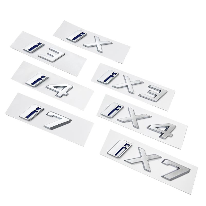 Car Stickers ABS 3D Letters Rear Trunk Emblem Logo for BMW iX i3 i4 i7 iX3 iX4 iX7 Matte Silver Accessories tv2