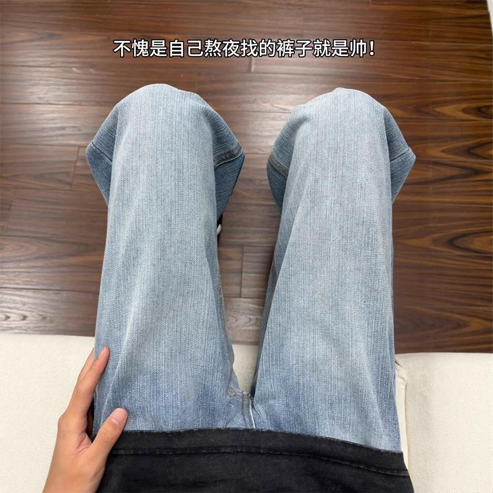 JYL Unisex Wide-Leg Jeans American Vintage Embroidered  Autumn Extended Denim