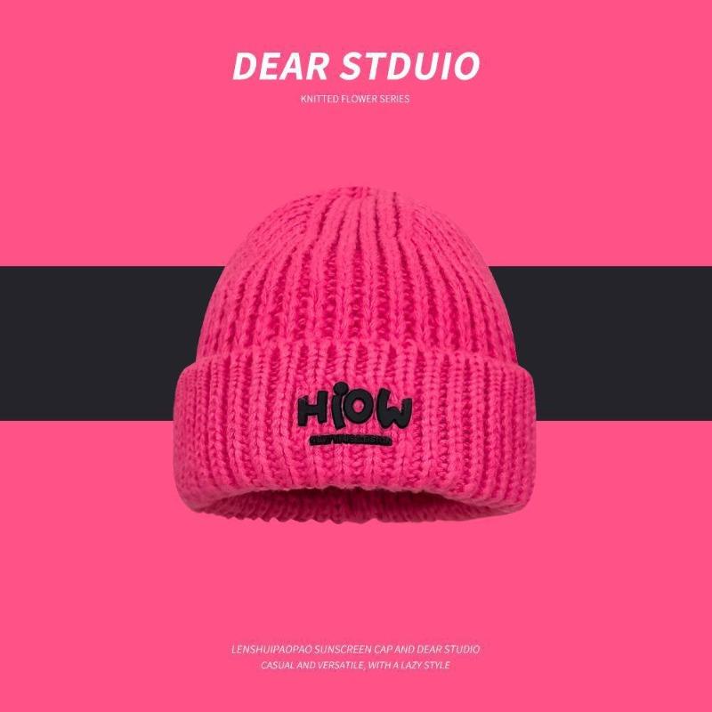 Sweet and Cool Hot Girl Pink Letter Knitted Hat Children Autumn and Winter Warm Versatile Face Small Wool Hat