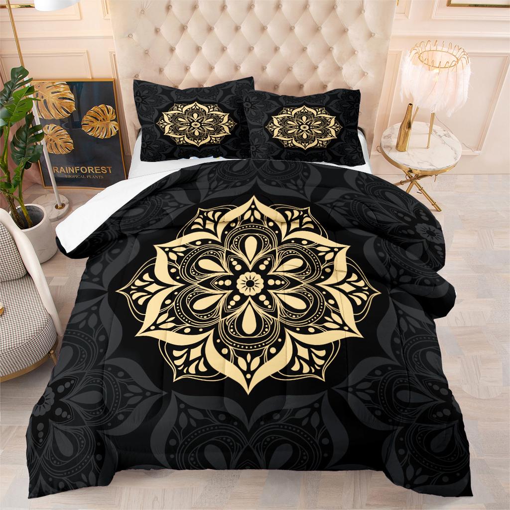Mandala Floral Dream Geometric Pattern Bohemian Homestay Comforter Set - 3 Piece Set (feather Silk Cotton)