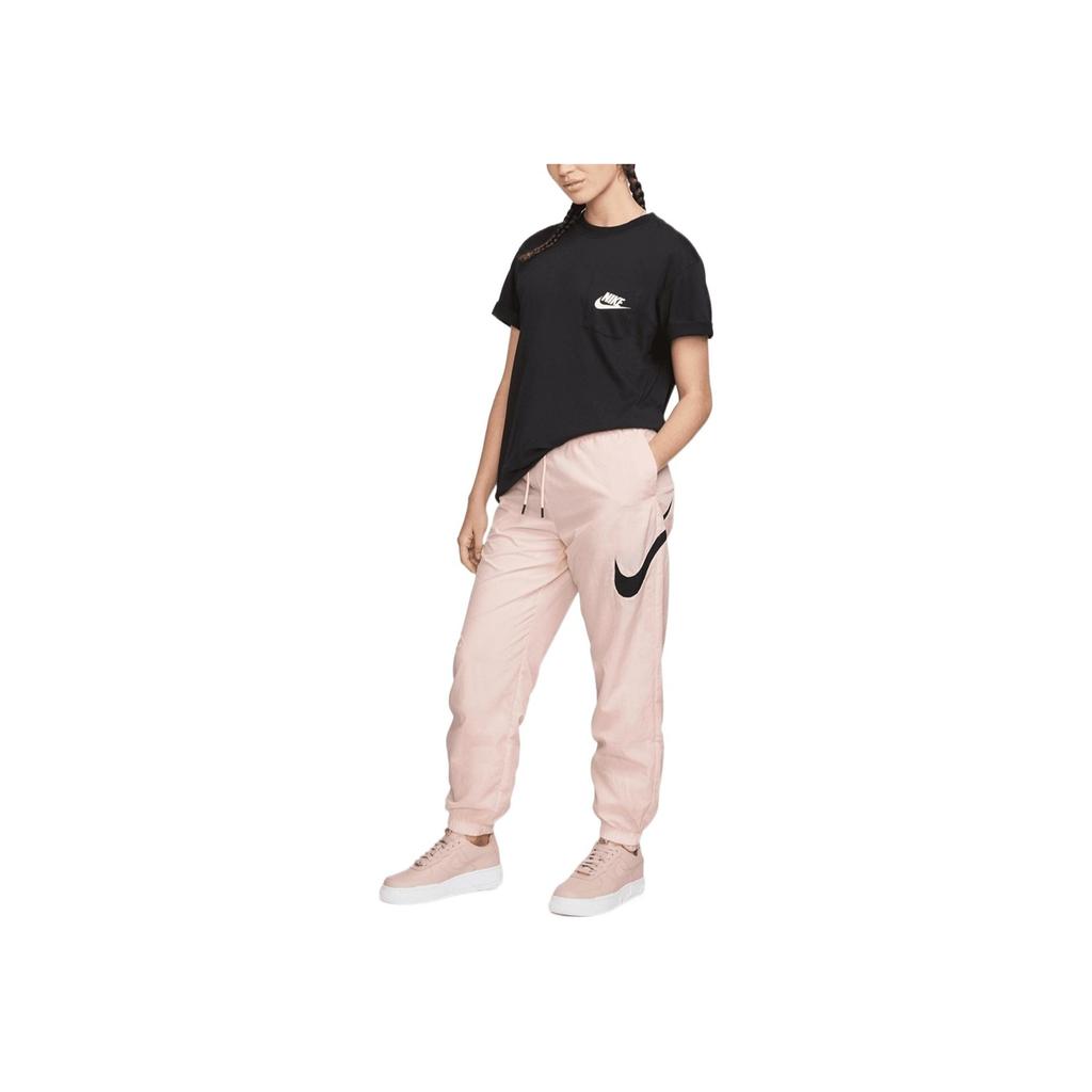Nike Calças Jogger com Cordão e Logo Estampado em Cor Sólida Feminino Rosa DM6183-610