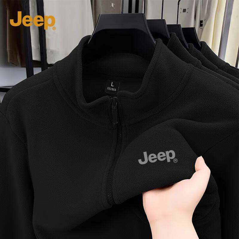 JEEP Men s Fleece Stand-Collar Full-Zip Jacket 2XL