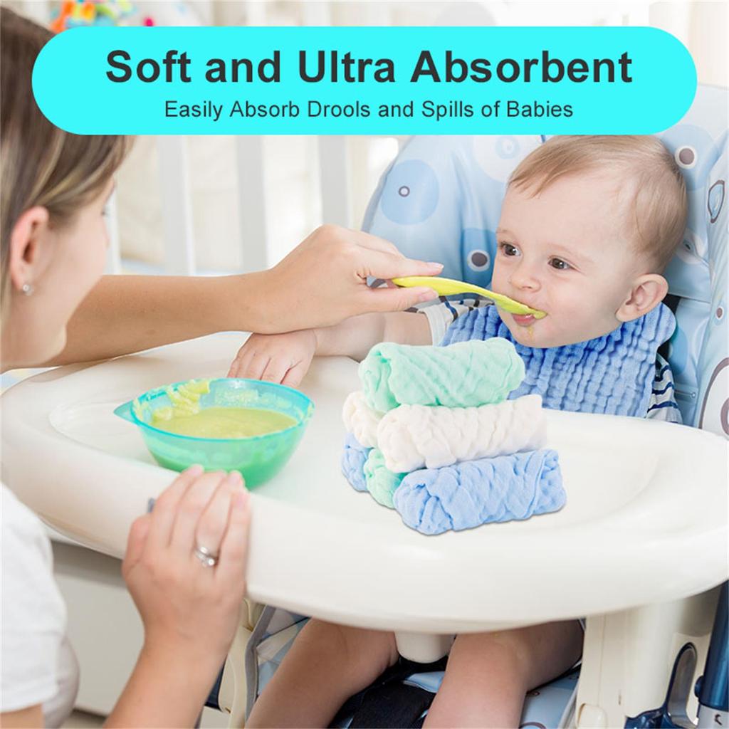 5/6 Pack Baby Muslin Washcloths 6-Layer Thick Cotton Gauze Soft Absorbent Newborn Face Towel for Bathing Feeding Sensitive Skin Reusable Wipes
