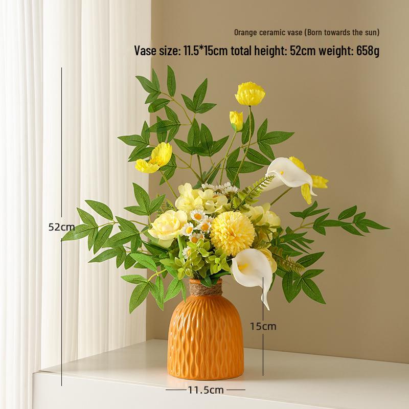 Yapay Çiçek Aranjmanları İçin Zarif Seramik Vazo - Oturma Odası veya Yemek Masası Dekorasyonu İçin Mükemmel