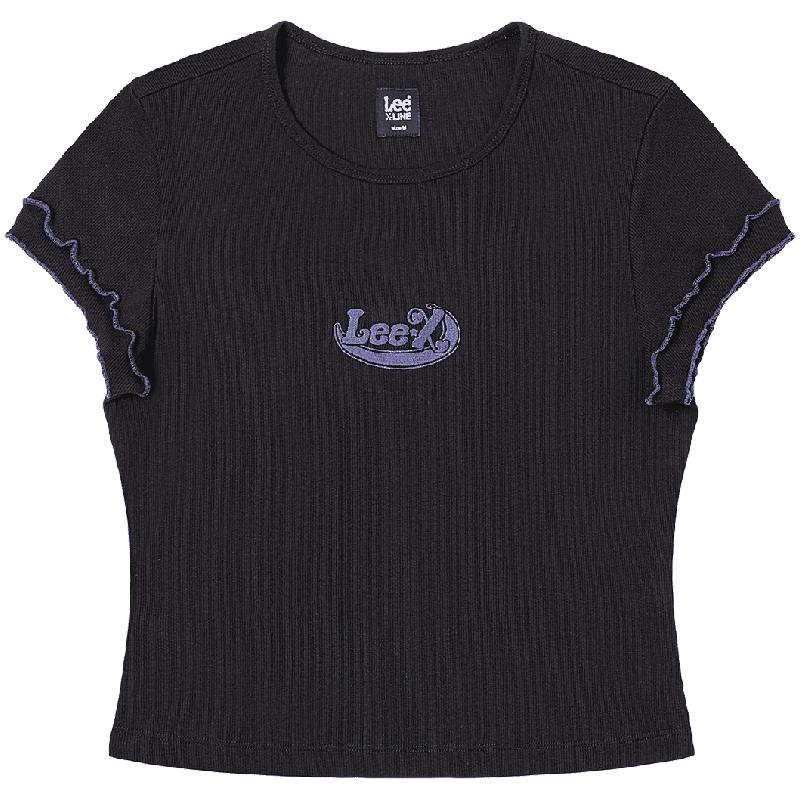 Lee Women s Black Embroidered Logo Slim-Fit T-Shirt L