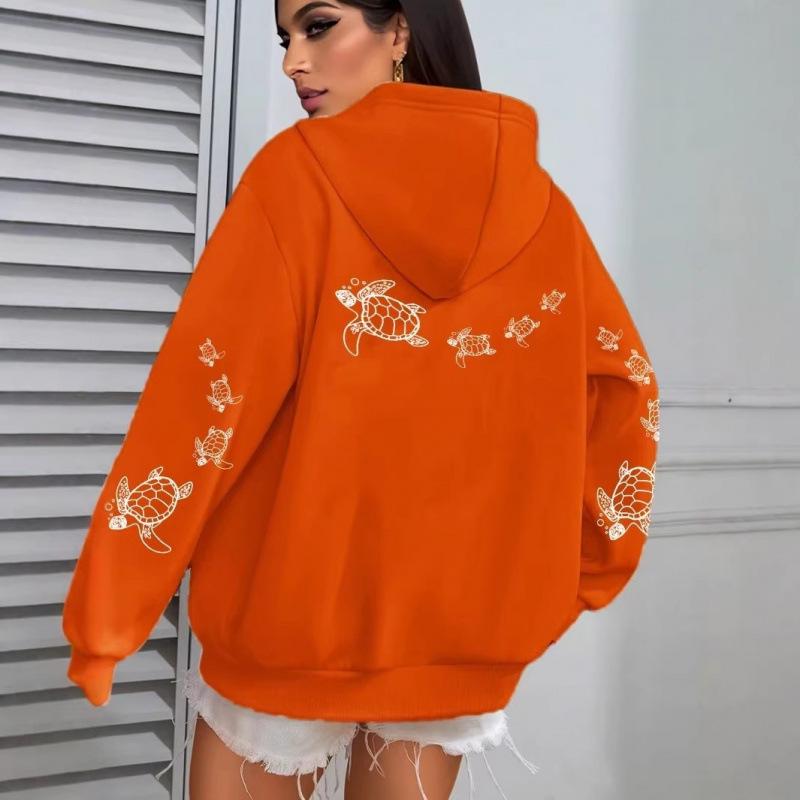 Unisex European Style Sea Turtle Hoodie – Versatile, Funny Sweatshirt for Spring & Autumn