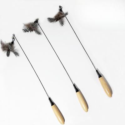 Wooden Handle Cat Toy Feather Bell Detachable and Replaceable Head Cat Toy Durable and Scratch-resistant Pet Toy