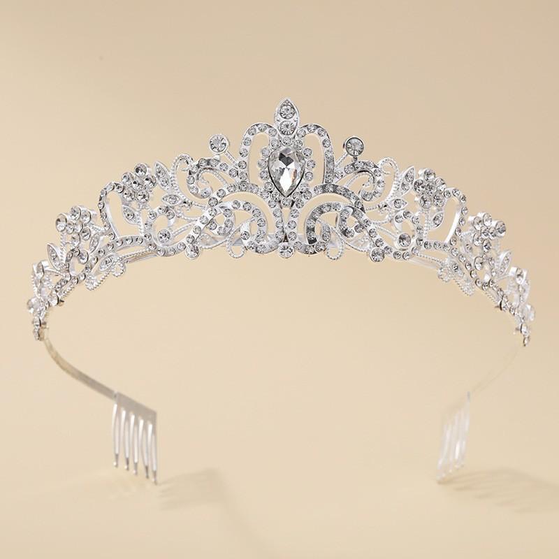 Bride's Crown Headwear Alloy Rhinestone Hair Band Wedding Crown Birthday Hair Accessory Style Headband Accessory