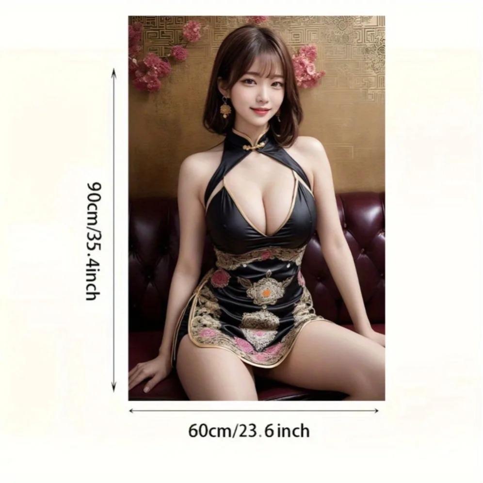 Vintage Metal Wall Art Black Gold Floral Print Modern Frameless Home Decor