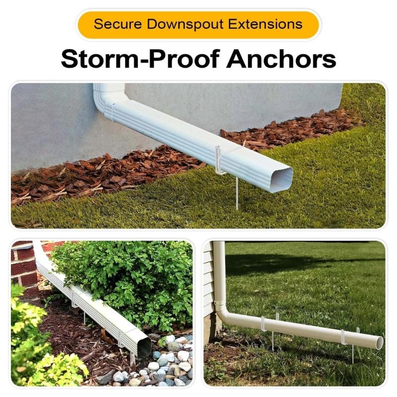 2Pcs Adjustable Gutter Extension Bracket Outdoor Rain Gutter Stake Extension Support RustProof Anchors For Pipe Support