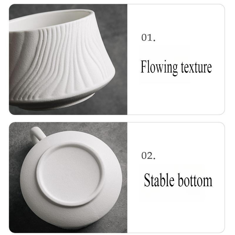 Capuccino Cups with Saucers and Metal Stand, 250ml Ceramic Coffee Cup Espresso Shots Cup Small Coffee Cups, Black and White