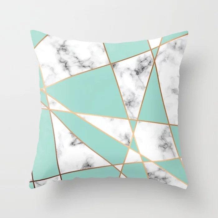 Home Decor Geometric Marble Print Sofa Cushion Decorative Pillowcase Polyester Square Throw Pillow Funda De Almohada
