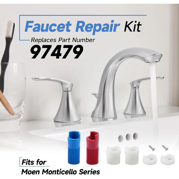 97479 Stem Extension Kit Repair Kit Replacement Parts for Moen Monticello Widespread Bathroom Sink Faucet Cartridge