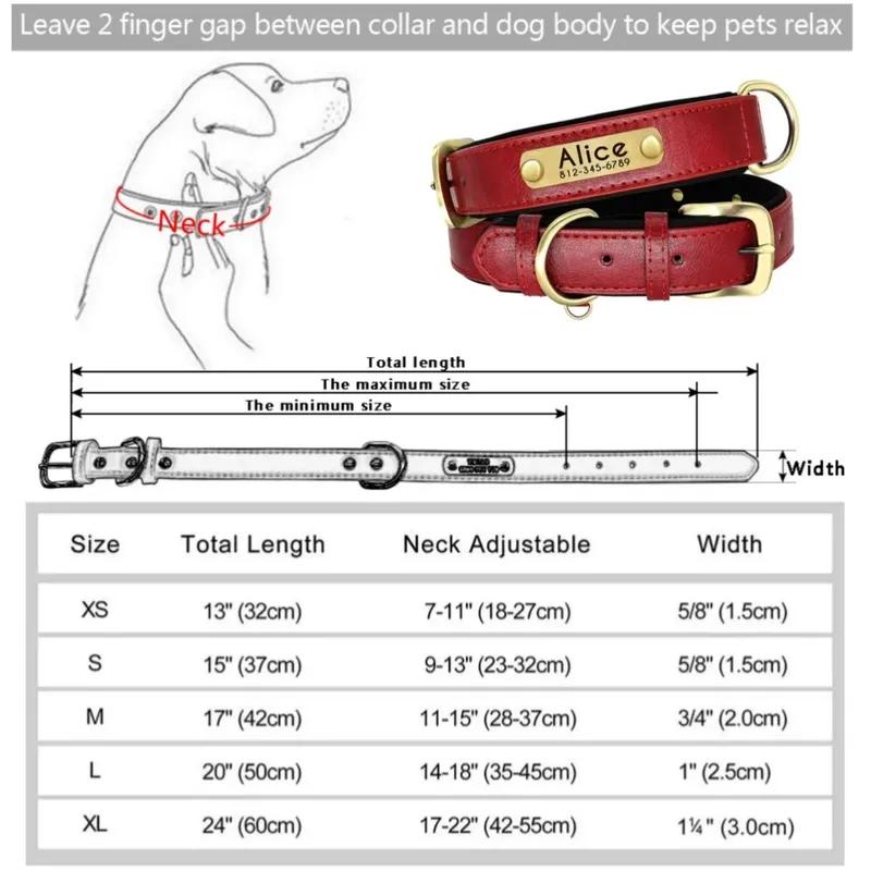 Custom Leather Dog Collar Soft Padded Dog Collars Personalized Pet ID Necklace Free Engraved Name Paw For Small Medium Dogs Pug