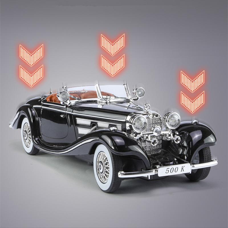1/24 Benzs 500K Alaşımlı Araba Modeli Pres Döküm Metal Klasik Araçlar Araba Modeli Simülasyon Ses ve Işık Koleksiyonu Çocuk Oyuncak Hediye