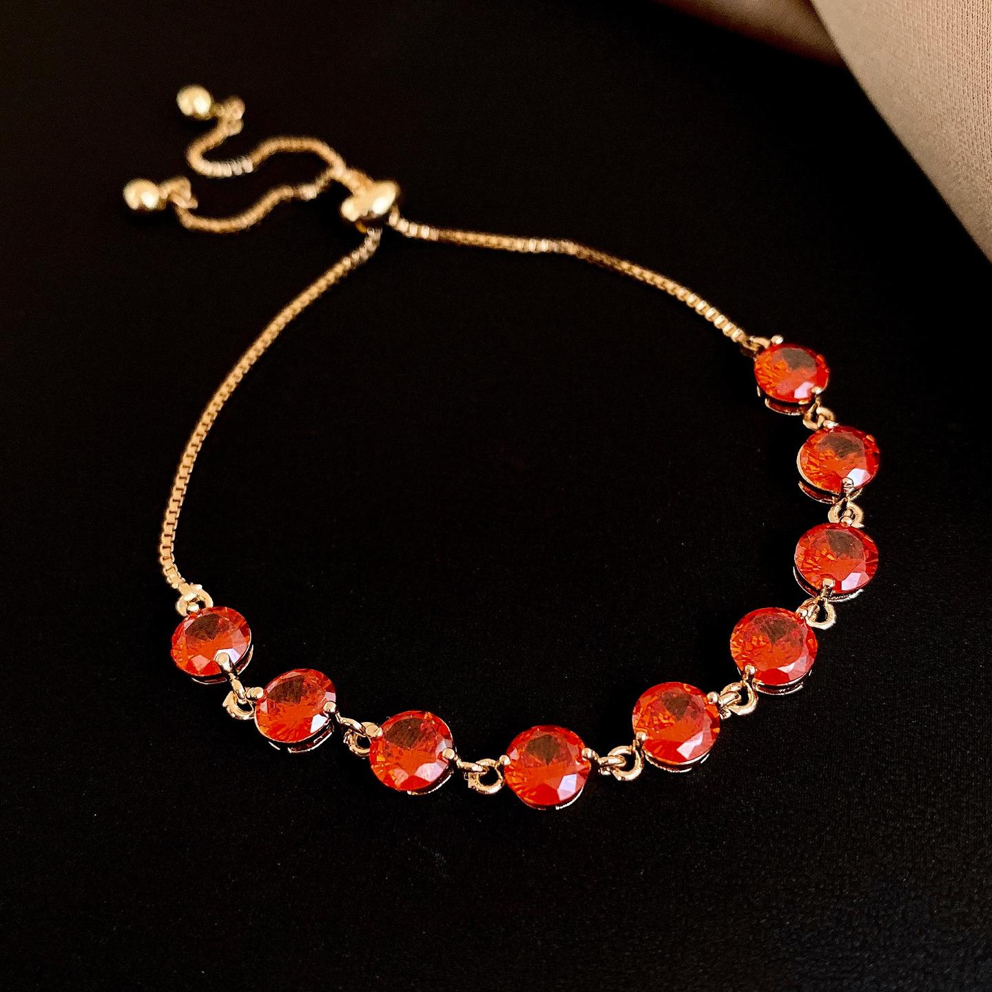 18K electroplated super flash zircon round bracelet light luxury earrings European and American retro jewelry women