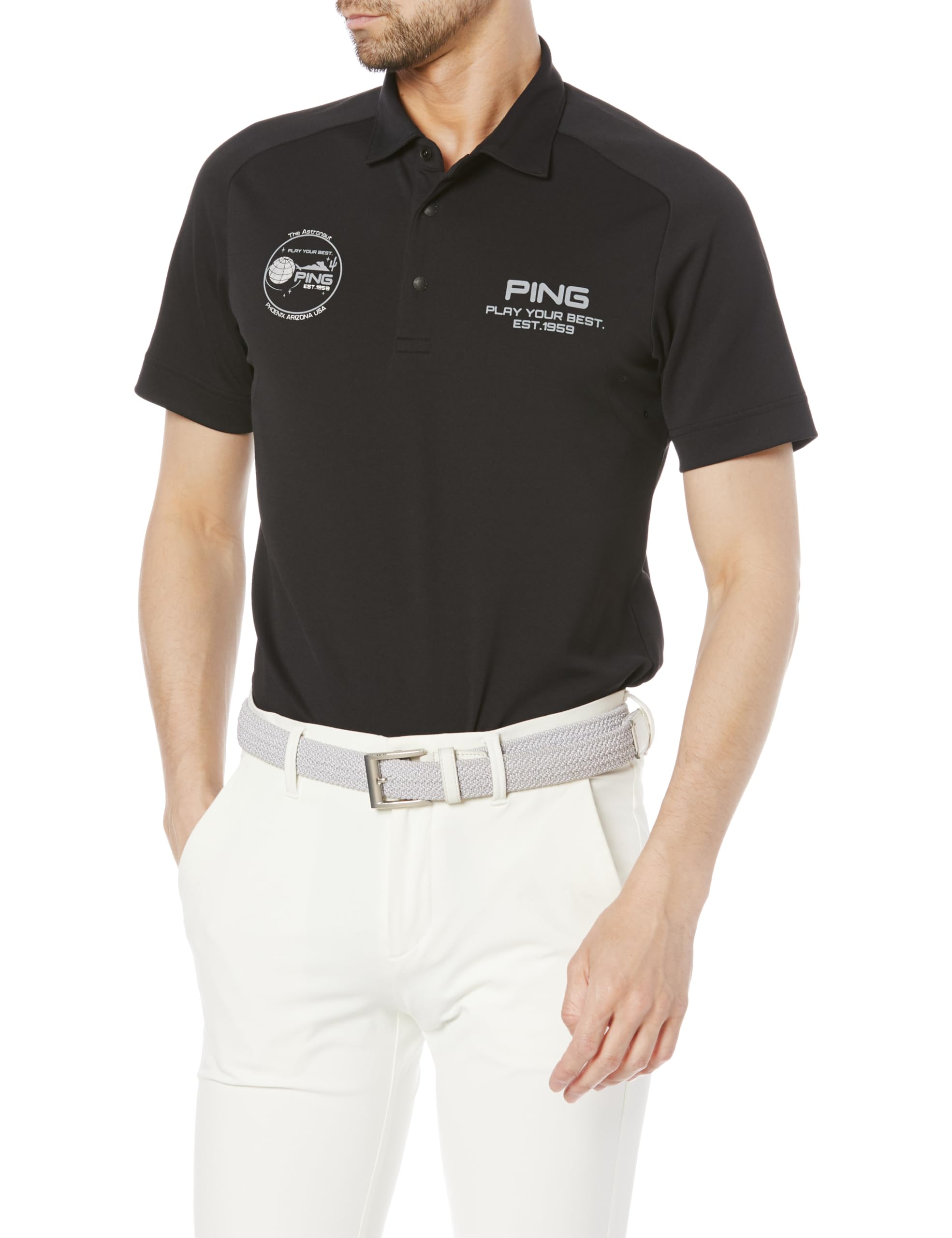 

Ping Apparel Short Sleeve Polo Shirt UV Golf Size LL Men s (Stretch, Heat-Shielding, Protection) / / 621-4160307 010_Black,