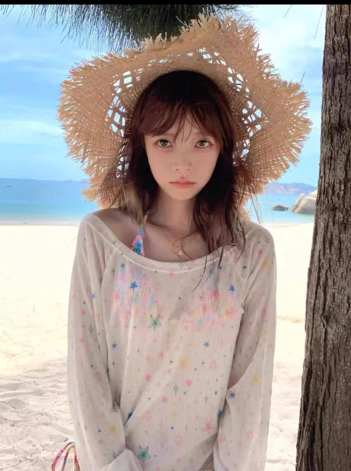 Dopamine Pure Star Sunscreen Blouse Women s Summer Seaside Wear Vacation Wind Outside Sweet Spice Girl Bikini S