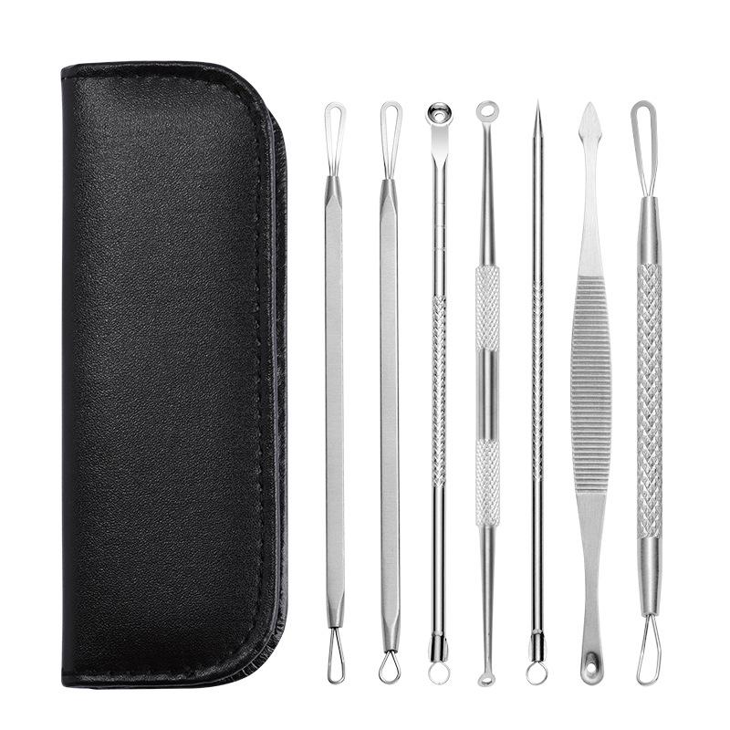 Stainless Steel 7-Piece Blackhead & Pimple Extractor Set with Double-Headed Tools for Acne Removal