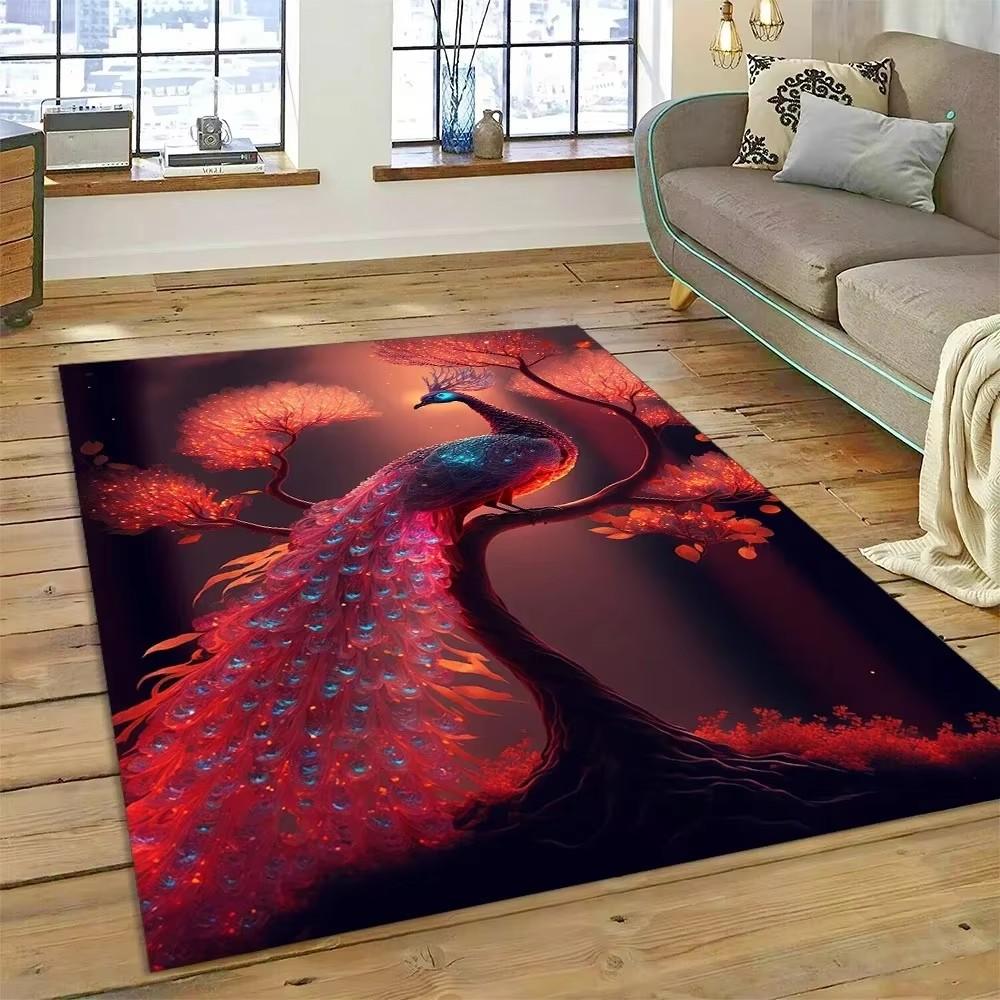 Cute Dream Bird Parrot Peacock Carpet Living Room Bathroom Decor Rug Mechanical Washable Mat Non-slip Floor Mat Entrance Doormat