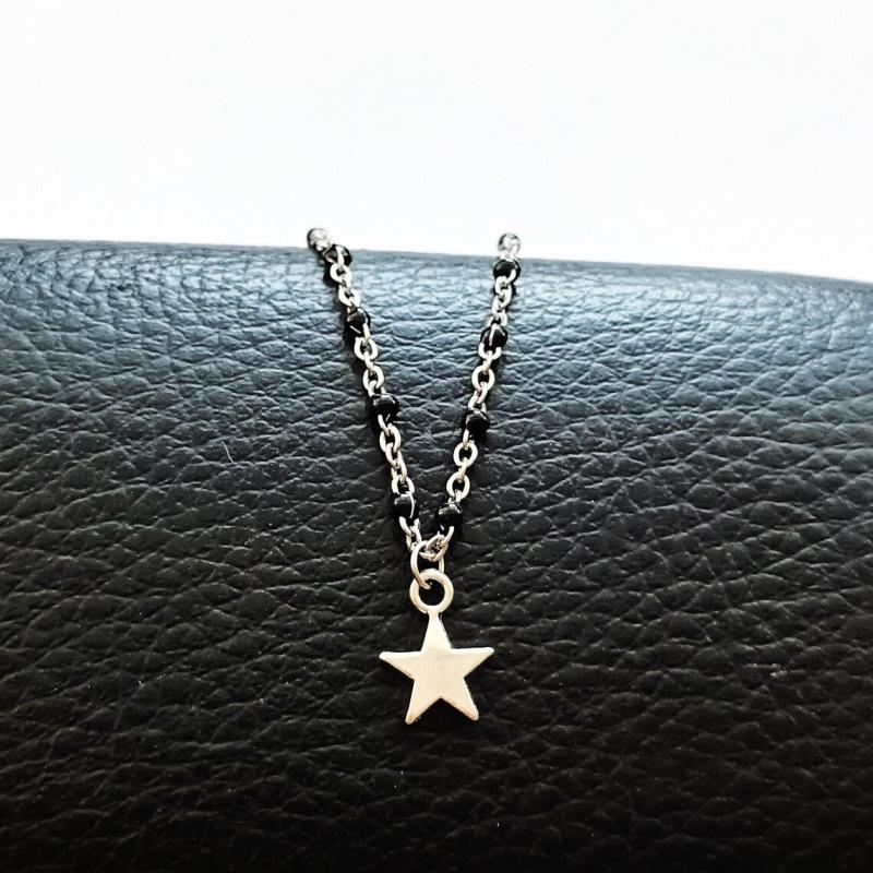 Cross-Border Punk Gothic Y2K Star Black Bead Necklace