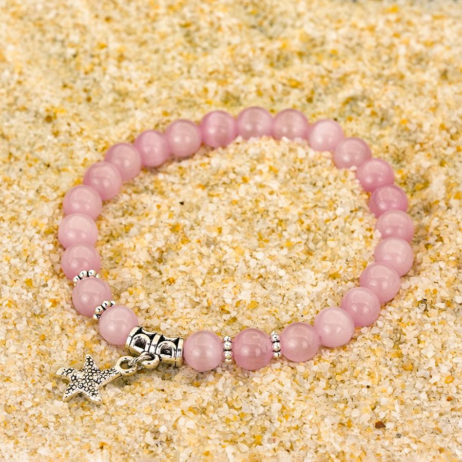 

Stylish Cute Starfish Bracelet For Women 5 Colos Grade A Cat Eyes Charm Braslet Perfect Gift Her Moonstone Beaded Braclet Joias