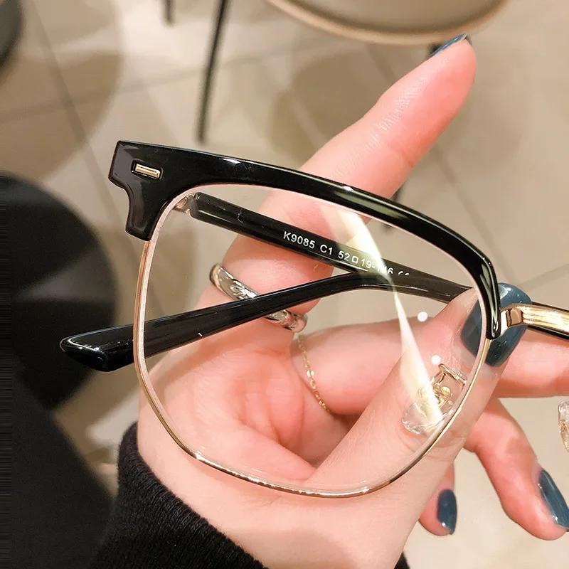 Men Square Frame Computer Myopia Eyeglasses Chic Trendy Anti-blue Light Near Sight Glasses Finished Diopter Eyewear To -4.0