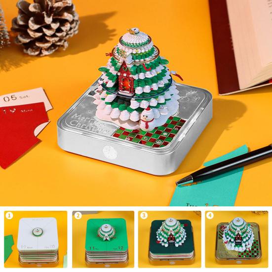 3D Paper Sculpture Calendar 2026 Daily Tear-Off Notepad with Tree House Design Desktop Organizer Decorative Gift for Office Home Use