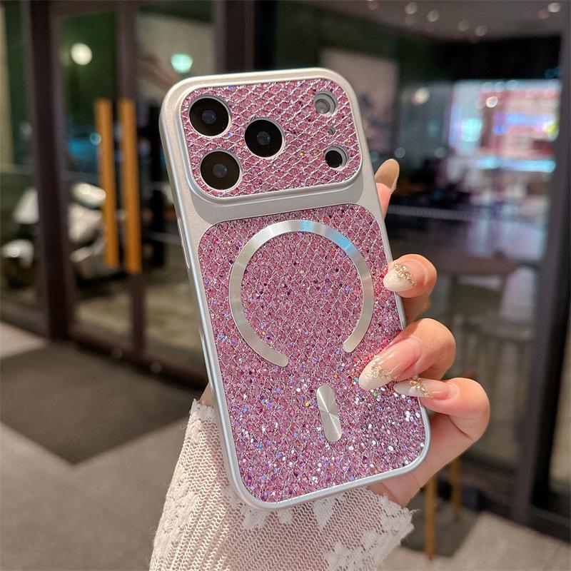 

Premium Magnetic Glitter Phone Case for iPhone 17 Pro Max & Apple 16 Pro iPhone 11 Pro Max темно-фиолетового