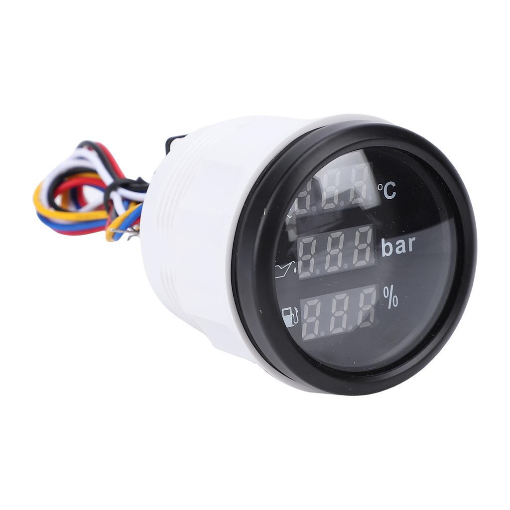 Fuel Level Oil Pressure Water Temp Meter 52mm 3 in 1 Backlight Digital Boat Marine Meter for RVs Trucks Cars