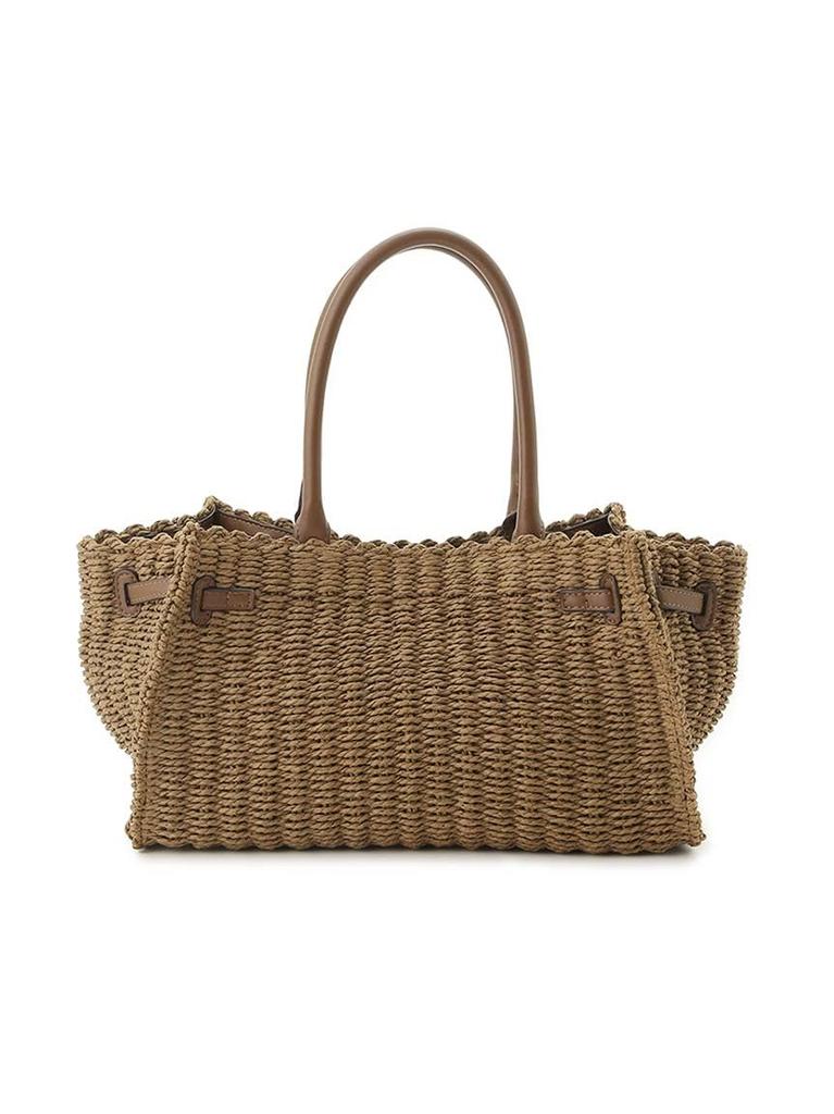 Mira Owen Wide Paper Tote Bag with Front 09WGB251507BRWF Belt,