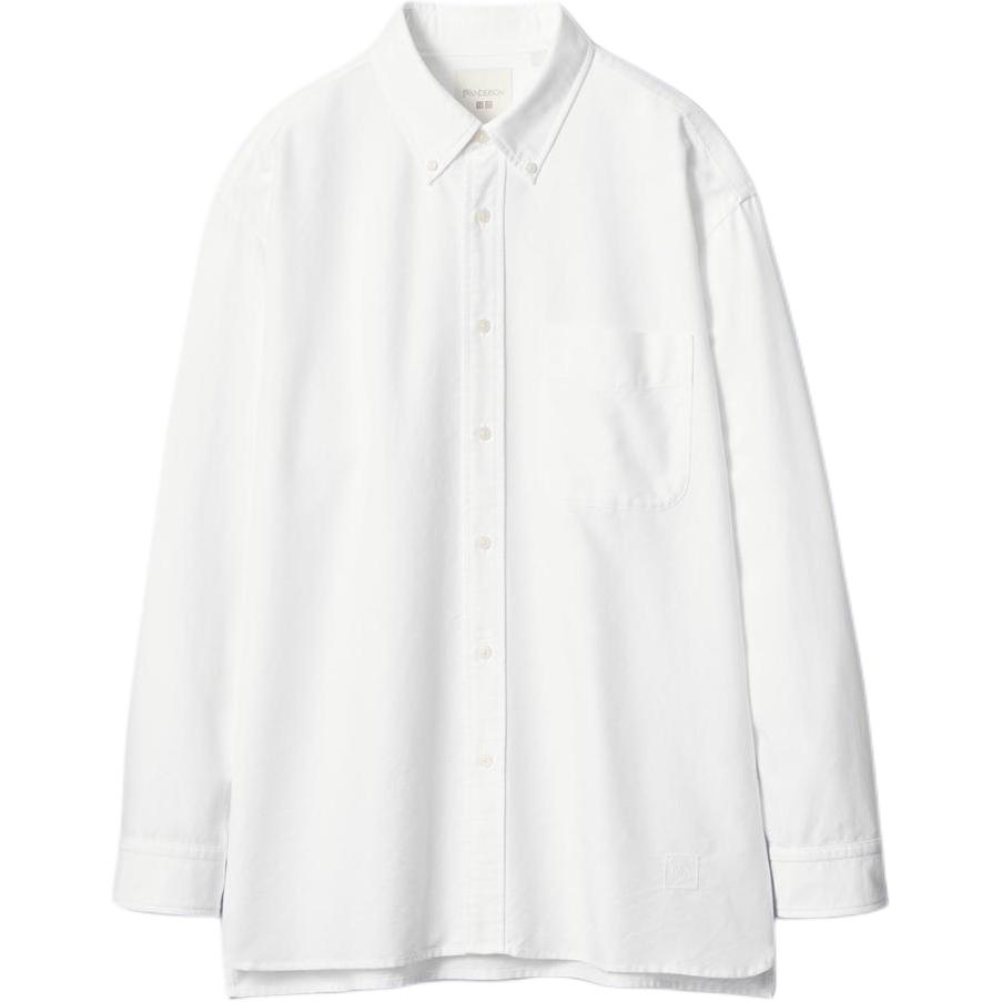 Uniqlo X JW Anderson Collaboration SS25 Hem Embroidered Logo Pattern Loose Long Sleeve Shirt Unisex shirts White 476240-00