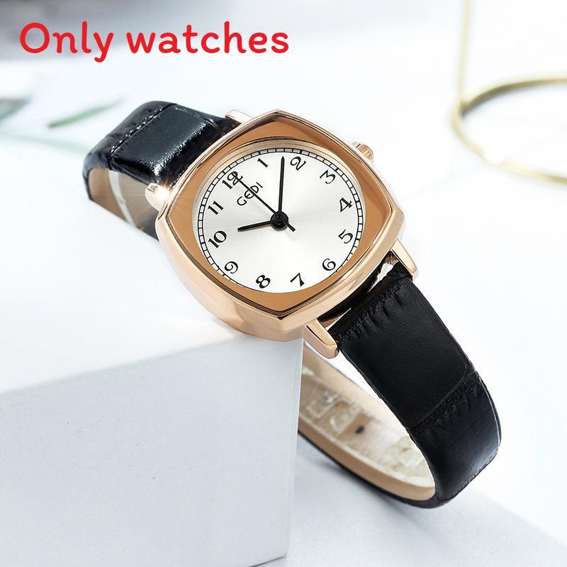Retro-Quadratuhr für Damen mit Quarzwerk und Lederarmband