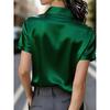 Elegant Satin Short Sleeve Shirt With Chest Pockets