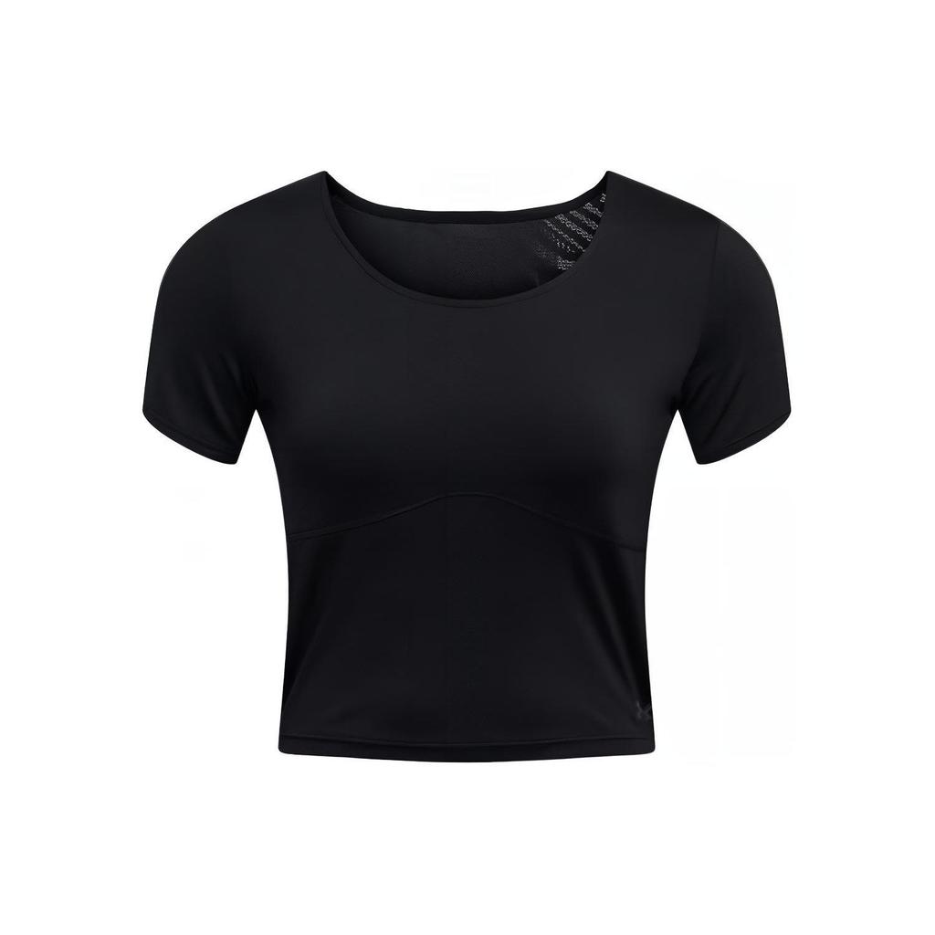 Under Armour Vanish Elite Vent Solid Color Round Neck Short Casual Short Sleeve T-Shirt Women Tops Black 1383639-001