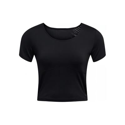 Vanish Elite Vent Solid Color Round Neck Short Casual Short Sleeve T-Shirt Women Tops Black 1383639-001