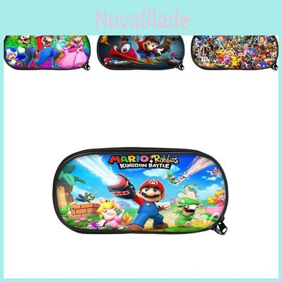 Super Mario Bros Pencil Case For Students Nylon Storage Bag Large Capacity Organizer