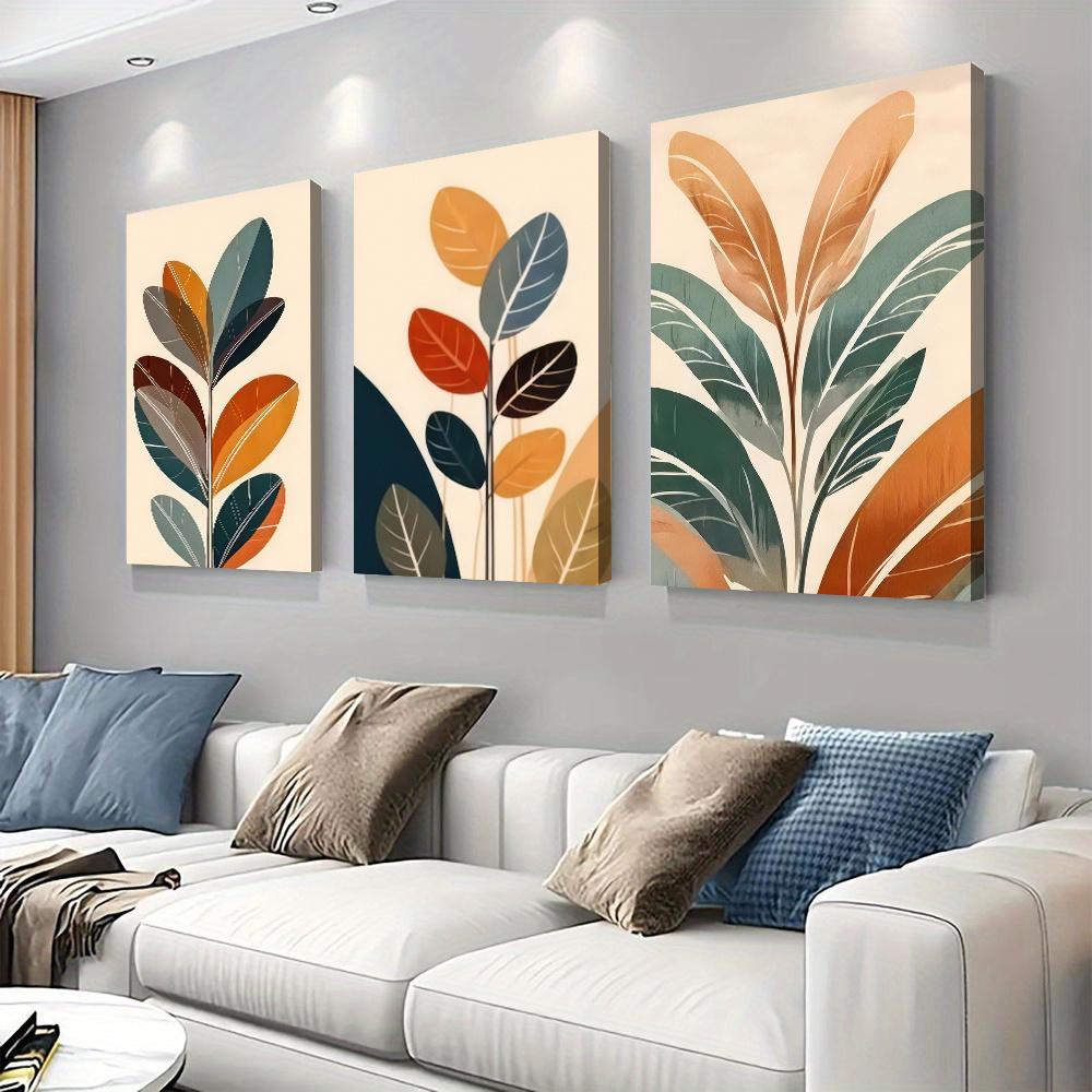 3-piece Modern Minimalist Plant Leaf Decoration Painting Nordic Style Living Room Entrance Background Wall Frameless Canvas Hang