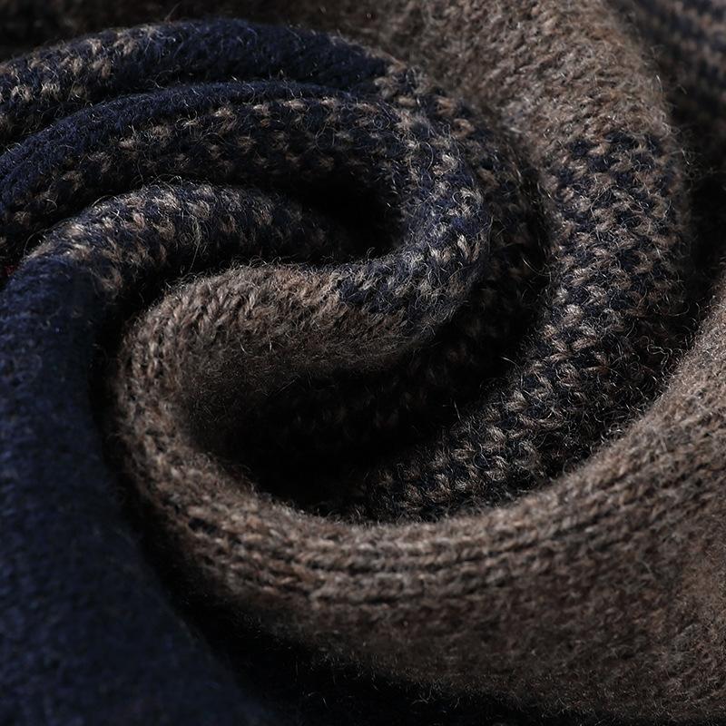 Cachecol de caxemira masculino para manter quente, cachecol de malha versátil para outono e inverno, caixa de presente de alta qualidade