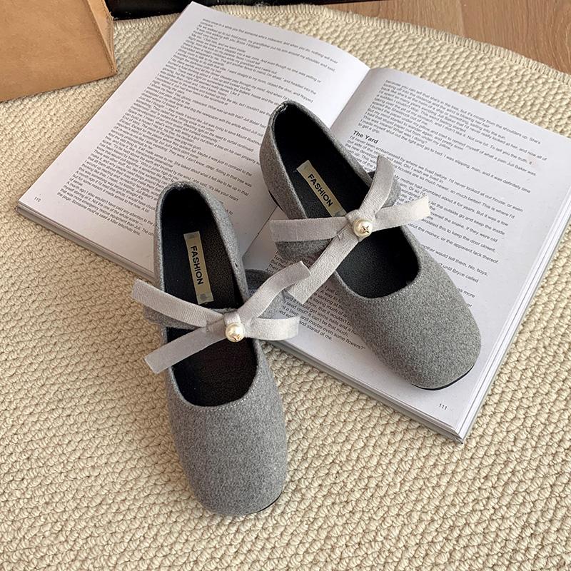 Fashion French Grey New Heightened Bow Shoes for Women
