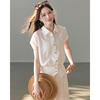 TERRE BLEUE Women's Loose Fit Breathable Short Sleeve Shirt