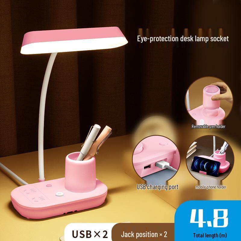 AA Grade LED Eye-Protection Desk Lamp with USB, Soft Light, Night Light, and Wireless Charging for Bedroom or Bedside